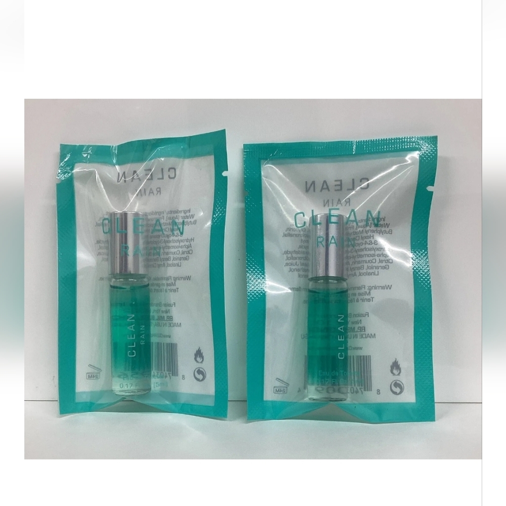 2 PK CLEAN RAIN EAU DE TOILETTE MINI ROLLERBALL 0.17 oz SEALED